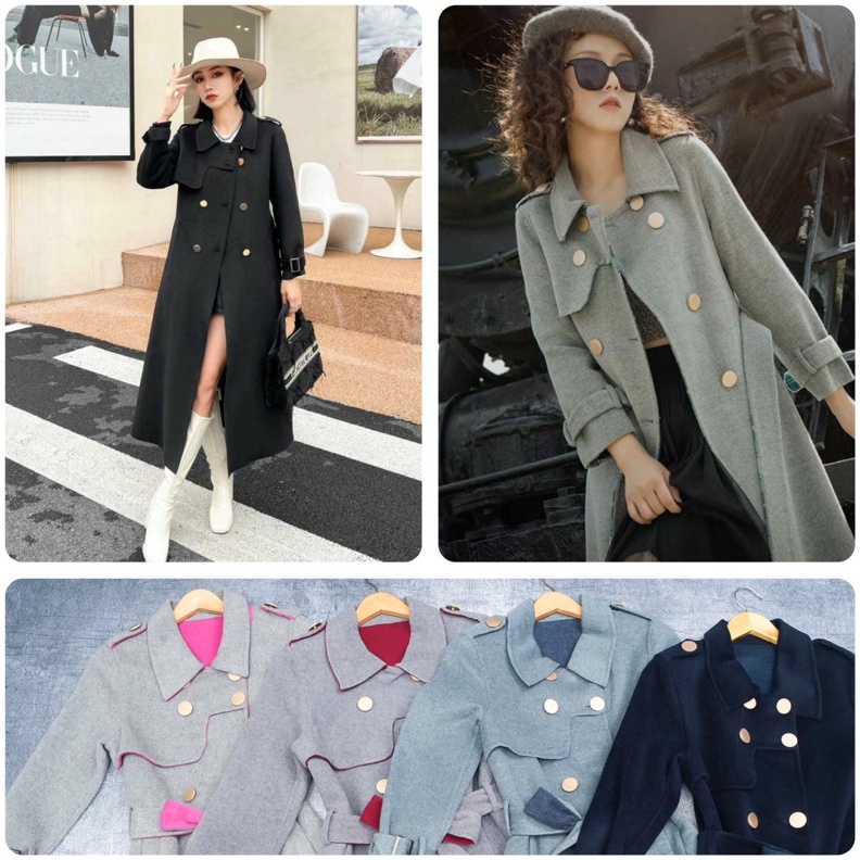 KODE T23A Long Coat Korea Premium Wanita Wol Import