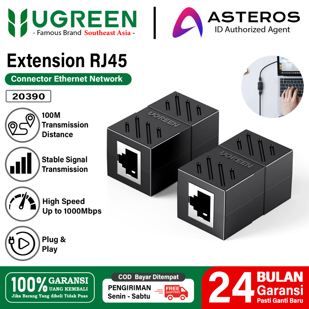 UGREEN Konektor Sambungan Kabel Lan Couper Barel UTP RJ45 Anti Petir