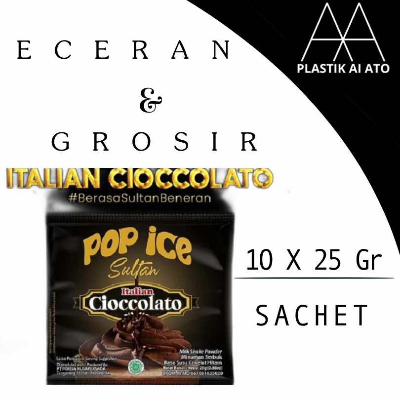 

Pop Ice Milk Shake Powder Active SULTAN ITALIAN CHOCOLATO25 Gr 10 Pcs / Pop Ice COKLAT/ COKELAT / POP ES SULTAN