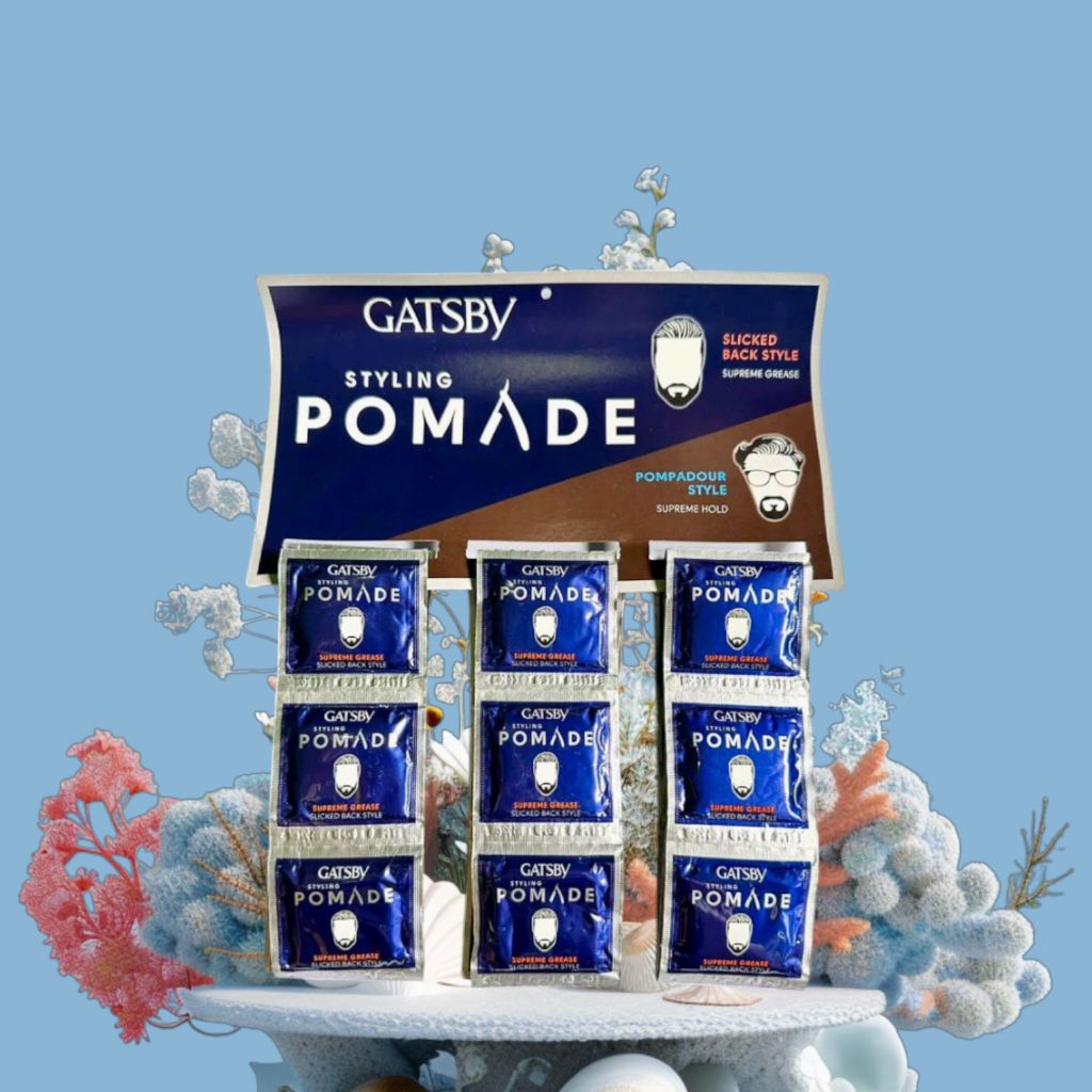 minyak rambut Gatsby Pomade biru.1set.isi36.pcs.untuk rambut pria anak muda dan dewasa