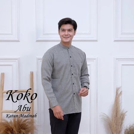 Koko putih lengan panjang bordir Putih Katun Madinah | Kemeja koko Putih Polos | Koko Warna Polos