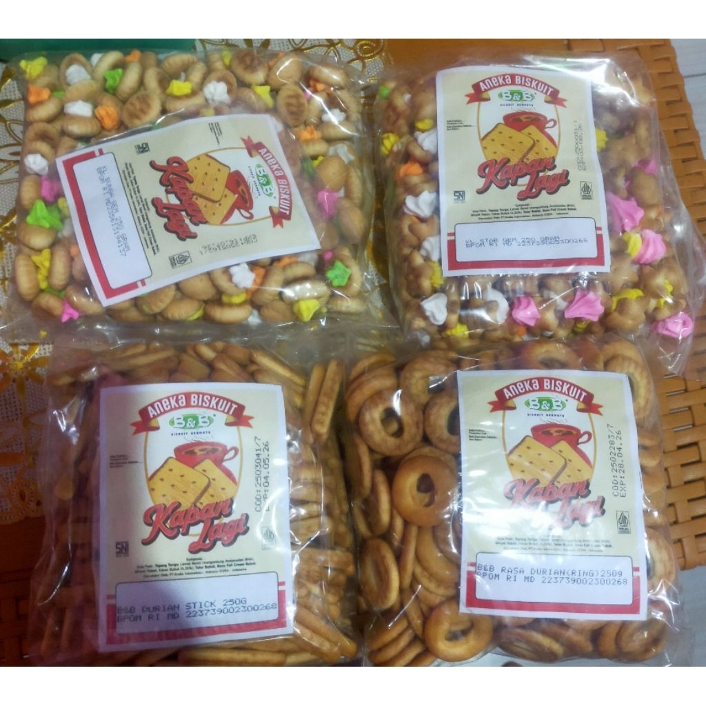 

BISCUIT STAR GEM BUNGA GEM STIK DURIAN RING DURIAN MINI BEAR jajan kiloan dari pt AIM Biscuit