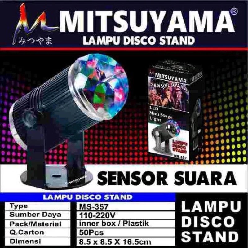 MS-357 Lampu disco sensor suara + stand mitsuyama MS 357 Lampu hias Led pesta