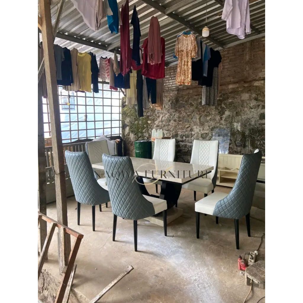 set meja makan marmer kayu jati meja makan meja makan marmer kayu jati