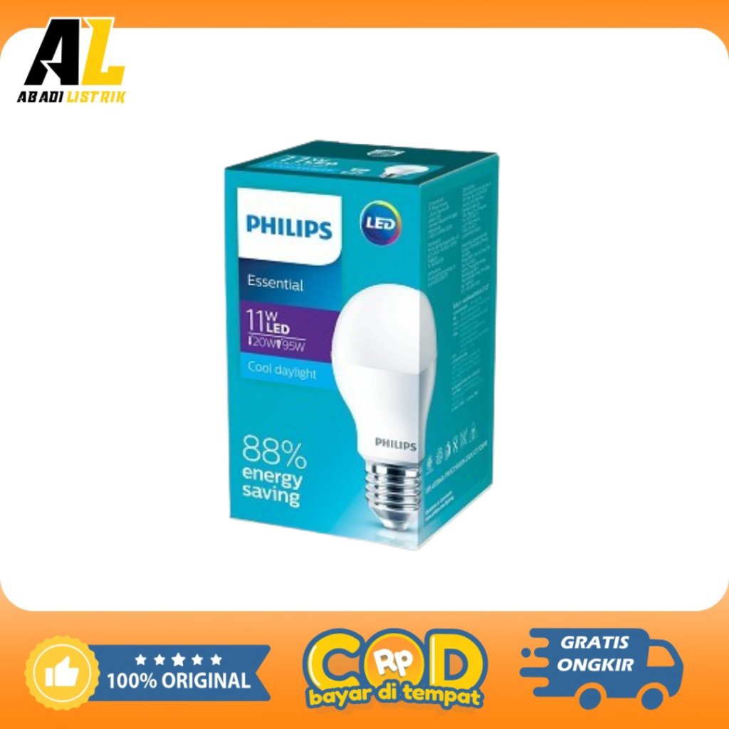 Lampu LED Philips Essential 11 Watt/Bohlam Lampu LED Philips Essential 11 Watt Cahaya Putih
