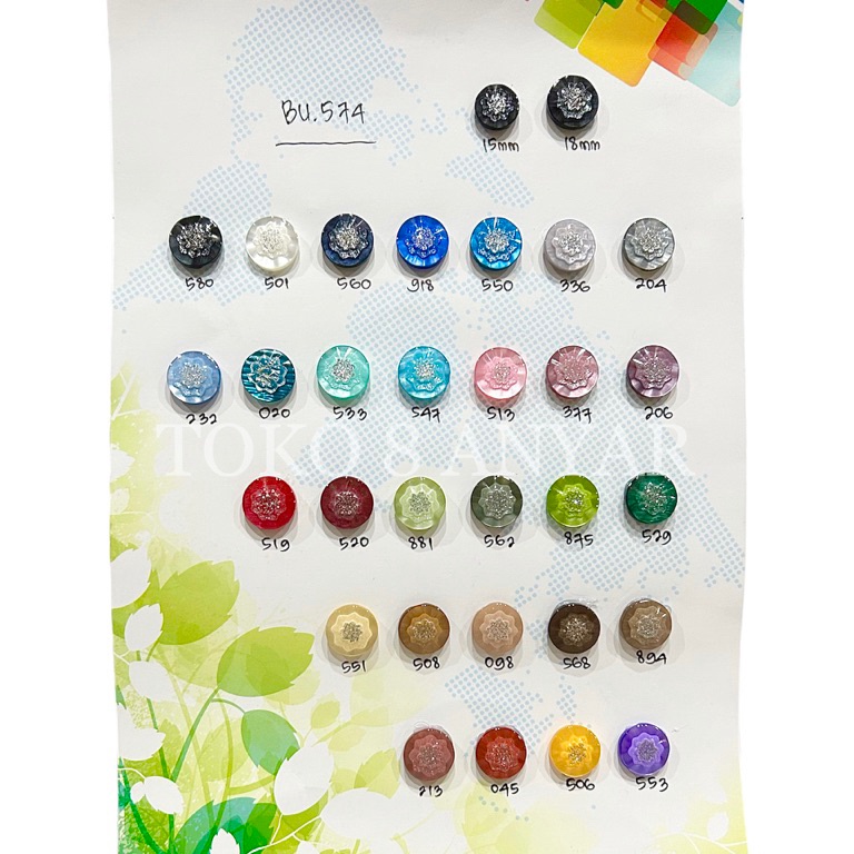 KODE T28J Kancing Hias Baju Wanita 15 mm  18 mm  BU 574  144 pcs
