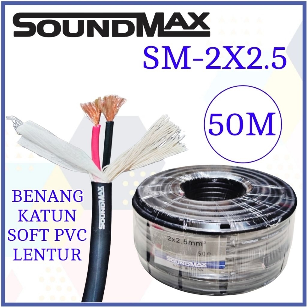 Kabel Speaker - Kabel Audio - Kabel Spiker Soundmax 2X2.5 SERABUT ISI 2 50M