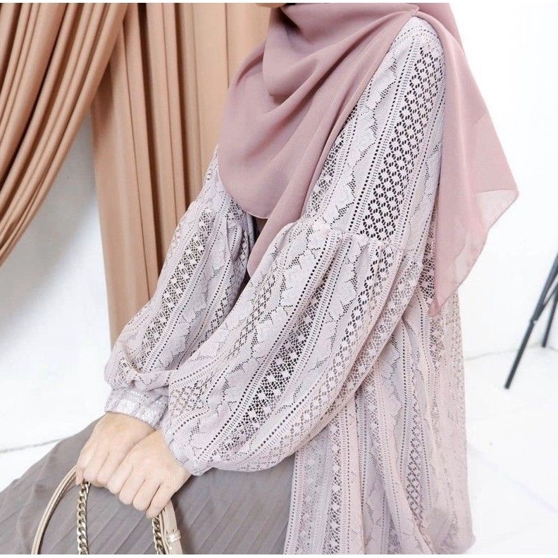 KODE V12E Outer BrukatCardigan BrukatCardigan Lengan Balon Long Outer Brukat Premium