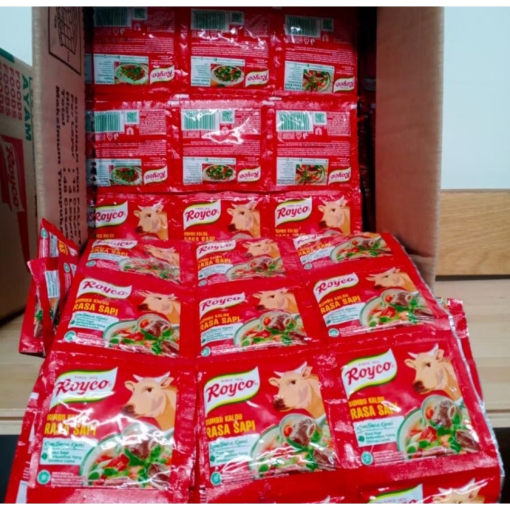 

royco sapi ayam penyedap rasa 8 gr renceng isi 12 sachet.