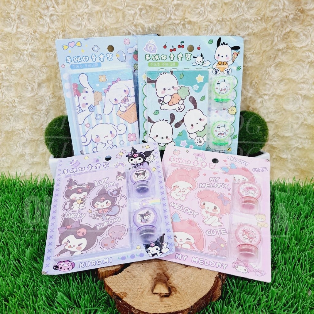 

Stationary Set Stampel Kuromi Ungu Pochacco Hijau Stationary Set Memo Cinnamoroll Biru Stationary Set My Melody Pink