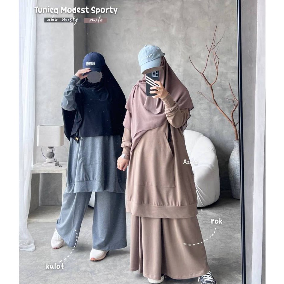 Tunica Modest Sporty Azda  Tunik set Rok Kulot olahraga  Setelan Baju Olahraga Wanita Muslim Muslima
