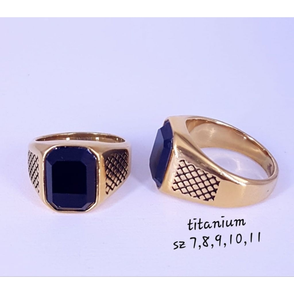 Cincin Pria Titanium Terbaru, Cincin Mata Hitam, Awet Pake Harian
