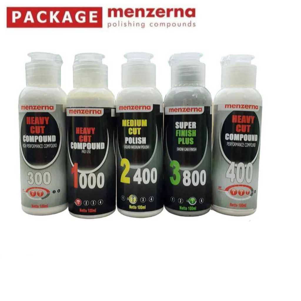 paket komplit menzerna compound 100ml cutting polish finishing - paket lengkap obat poles menzerna 5