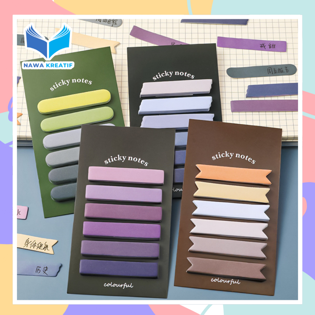 

NAWA Sticky Notes Gradasi Set 6 Warna x 20pcs Catatan Kertas Tempel Estetik