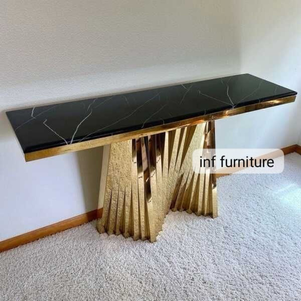 meja konsul stainless top marmer meja konsul stainless gold