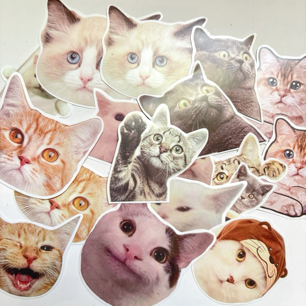 

Cat Memes Deco Sticker Pack include 20 pcs aesthetic korean vintage waterproof