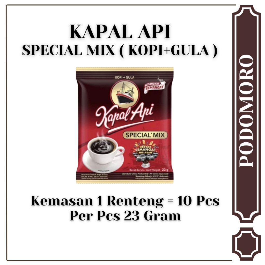 

Kopi Kapal Api Special Mix - Kopi + Gula - 1 Renteng isi 10 Sachet (23gram)
