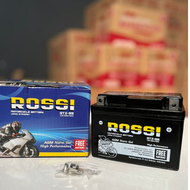 Aki Motor ROSSI GTZ5 / Aki Kering Tanpa Perawatan | Beat Vario Mio soul Scoopy
