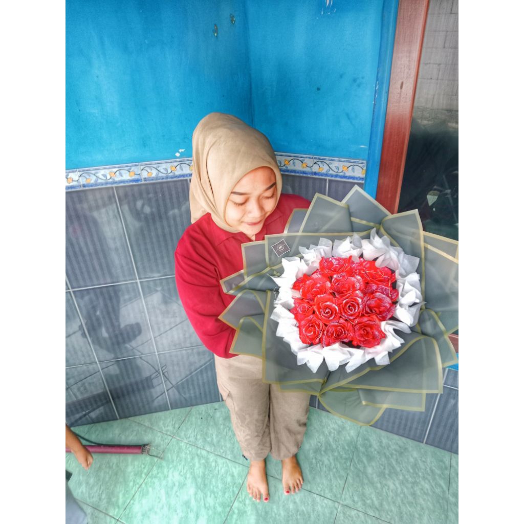 

buket bunga pita satin 15 tangkai
