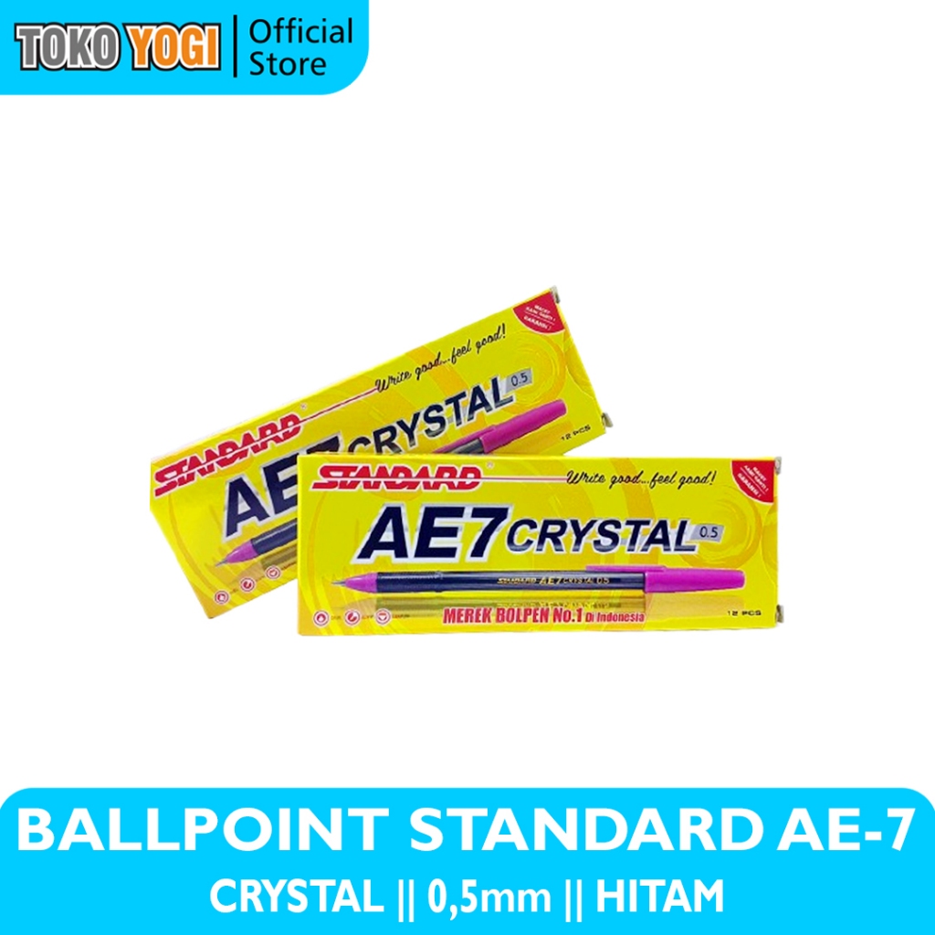 

STANDARD BALLPOINT PEN AE 7 CRYSTAL 0.5 TINTA HITAM (1 PACK = 12 PCS)