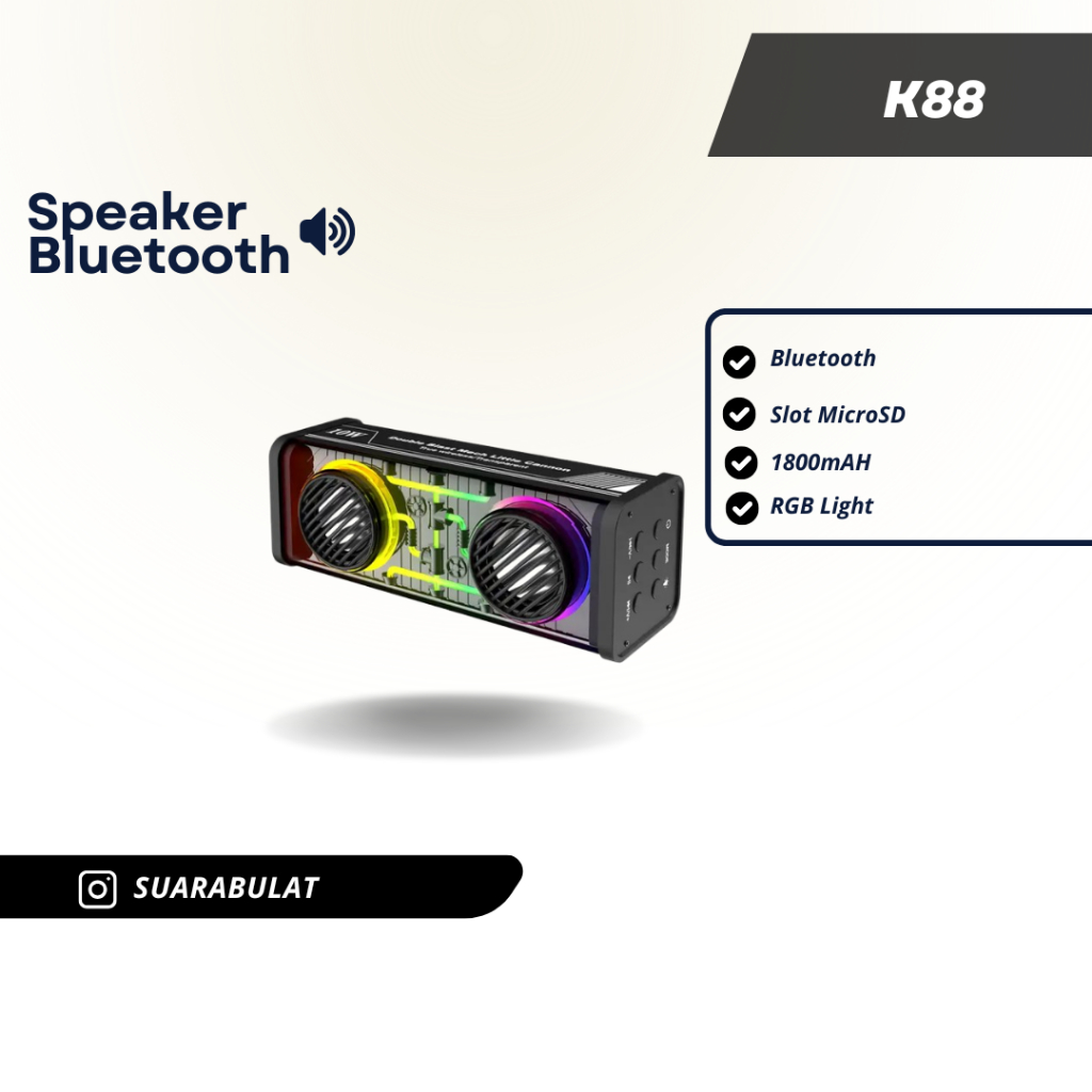 Speaker Bluetooth K88 5.0 Wireless Subwoofer TWS RGB Light Portable Speaker Mini Party Loudspeaker