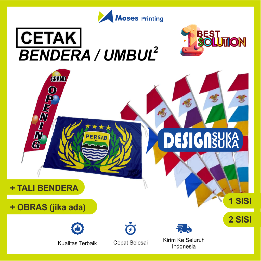 CETAK BENDERA / UMBUL UMBUL / KAIN SATIN / MURAH / FREE DESIGN / BISA CUSTOM
