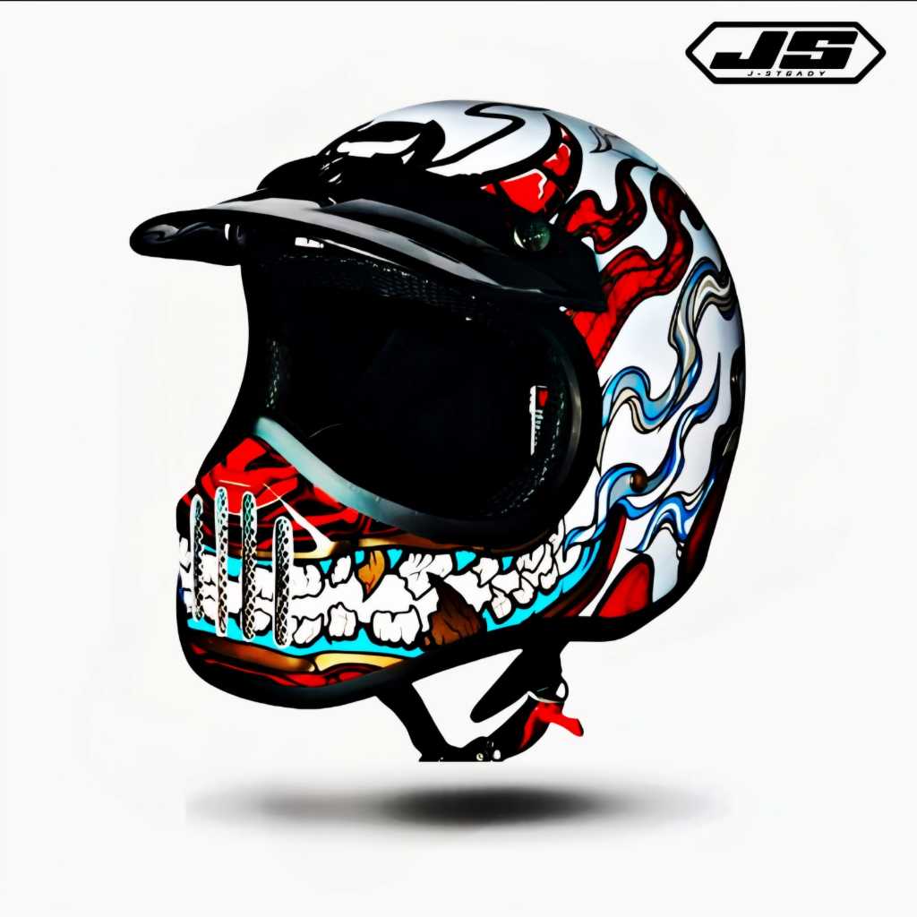 Helm cakil Full Face JS CARBON/Helm Keren/Helm Original/Helm  Pria/Helm cakil costum/helm trail