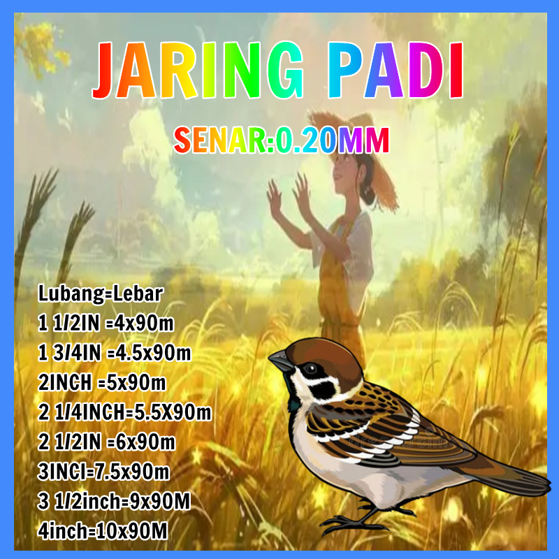 JARING SENAR 0.20 / JARING BURUNG EMPRIT / JARING PADI / JAGA BURUNG / JARING SAWAH