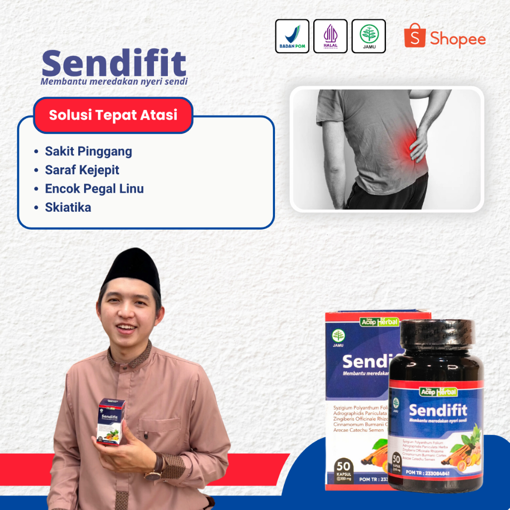Obat Sakit Pinggang Encok Pegal Linu Saraf Kejepit Osteoporosis Skiatika Sakit Pantat - Sendifit