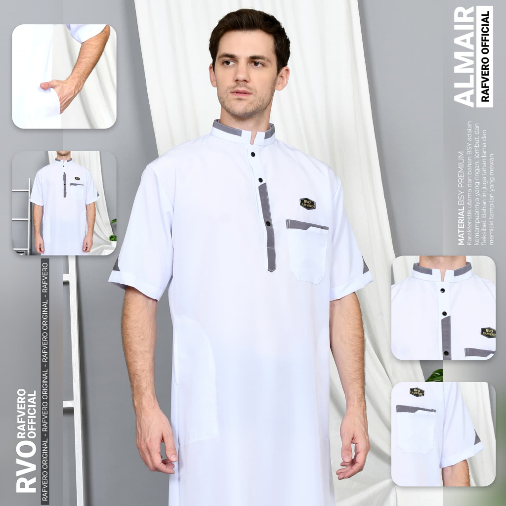 OFFICIAL Jubah Pria Almair - Jubah Gamis Lengan Pendek KEKINIAN
