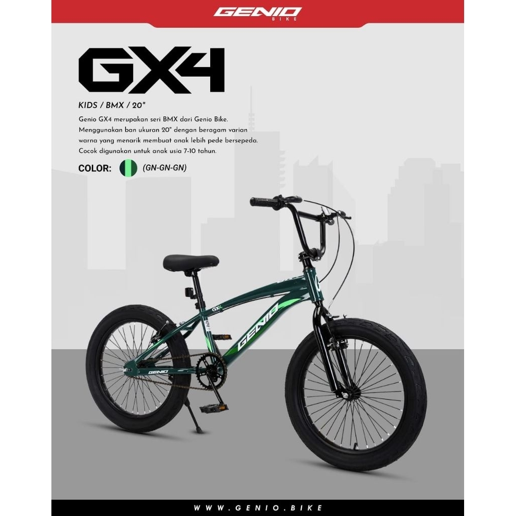 Sepeda BMX Genio GX4 20 inchi ban jumbo 20×3.00 bmx anak 20"