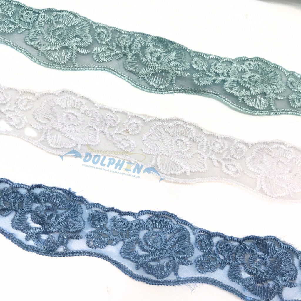 [Meteran] Renda Kaca LCOG-53 Lebar 3 cm Organdi Aksesoris Baju Wanita Craft Hiasan Hampers