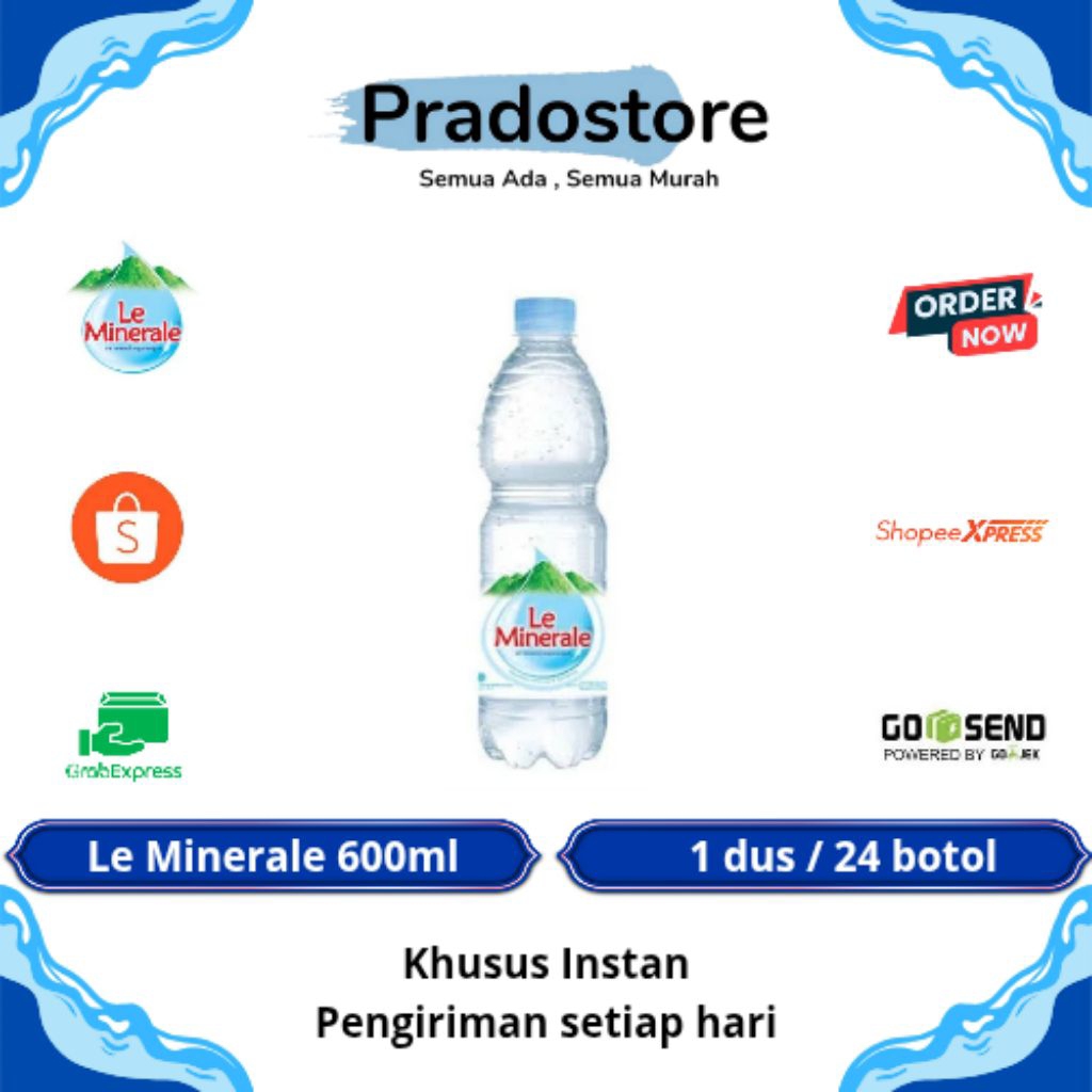 

Le Minerale Air Mineral Dalam Kemasan Botol 600ml [1 dus / 24 Botol]