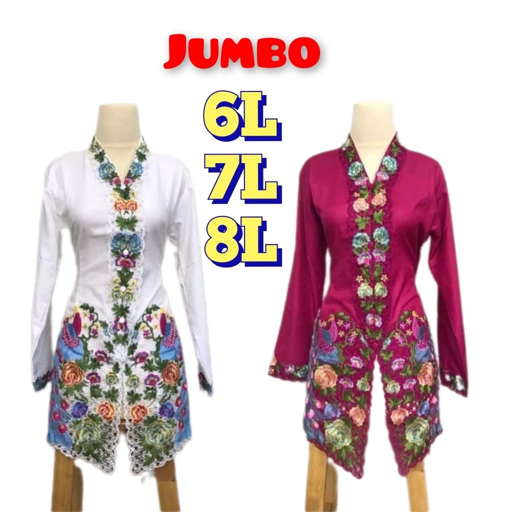 JUMBO LD 130-135//KEBAYA ENCIM BORDIR MERAK // KEBAYA ENCIM BETAWI MODEREN // ATASAN KEBAYA ENCIM MO
