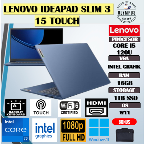 LENOVO IDEAPAD SLIM 3 15 TOUCH CORE I5 120U 16GB 1TB W11 15.6FHD