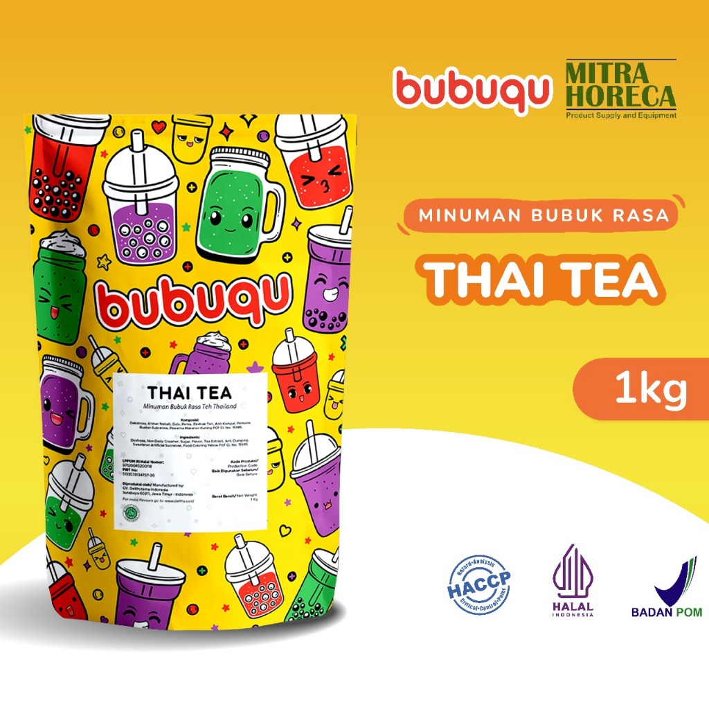 

Bubuqu Thai Tea Powder Drink 1 Kg - Bubuk Minuman Teh Susu Thailand