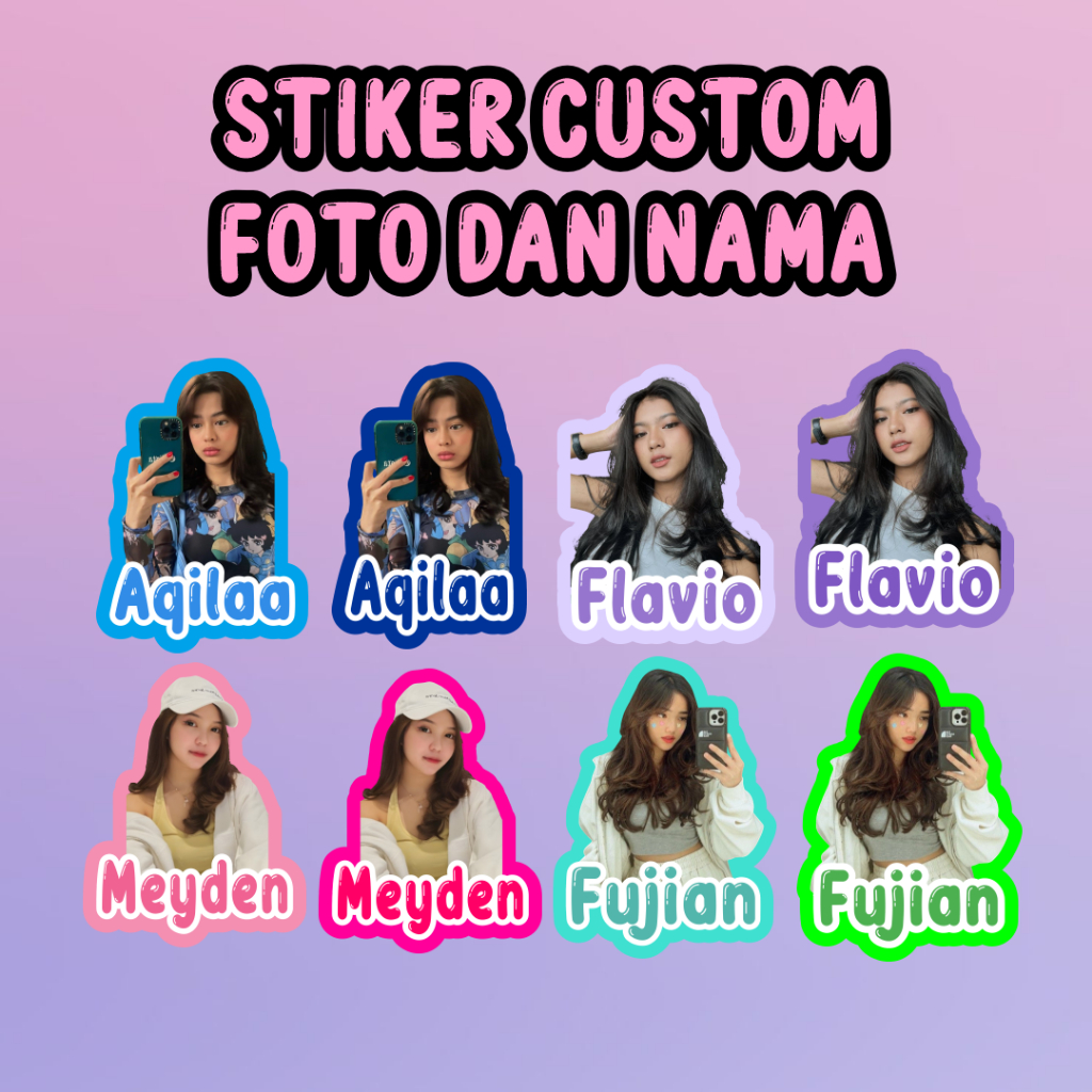 

STIKER CUSTOM FOTO NAMA FREE DESAIN WATERPROOF Case HP, Motor dll