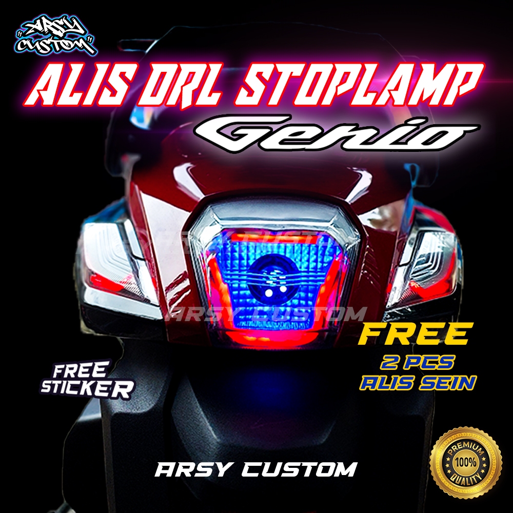 LAMPU DRL STOPLAMP Genio 2022 2021 2020 2019 BONUS Alis Sein LAMPU REM BELAKANG AKSESORIS SEPEDA MOT