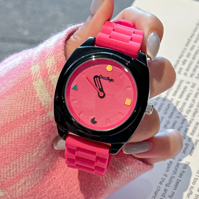 Jam Tangan Anak Kuarsa Warna Permen Skala Sederhana Dial Bulat Tali Silikon Jam Tangan