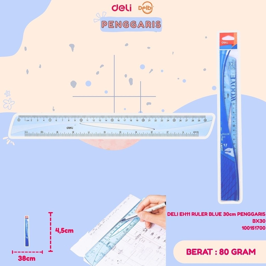

DELI EH11 RULER BLUE 30cm PENGGARIS BX30
