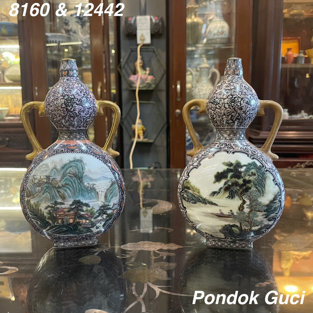 A Little Twin Bottle-Vas Qing Dinasty(Qianlong period)guci antik, vas antik, keramik antik, barang a