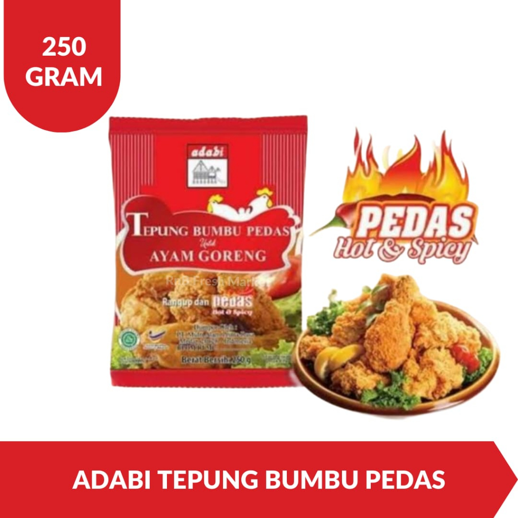 

[oddsolshop] pekanbaru/Adabi Tepung Bumbu Pedas 250GR Untuk Ayam Goreng Fried Chicken Hot Spicy