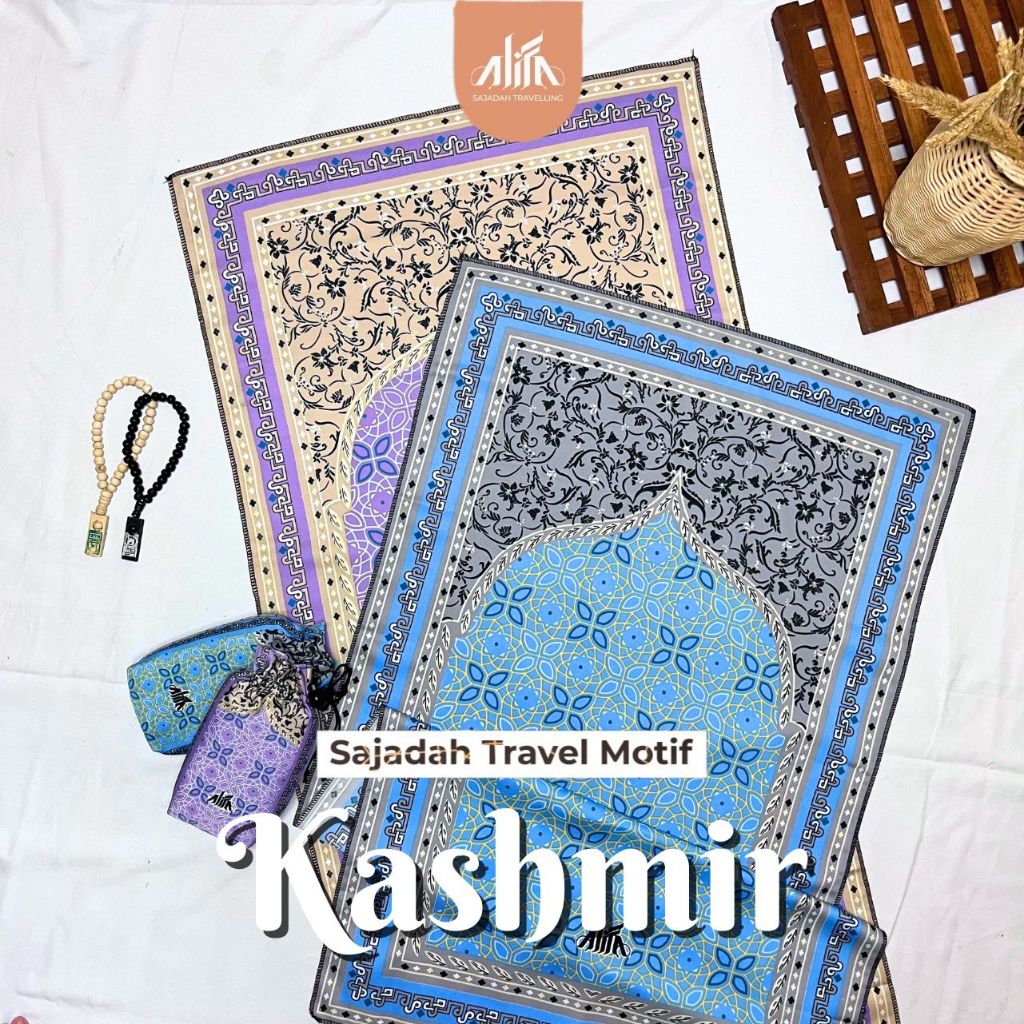 Sajadah Travel Kashmir Free Pouch Sajadah Traveling Pouch Oleh Oleh Haji dan Umroh | Perlengkapan Ib
