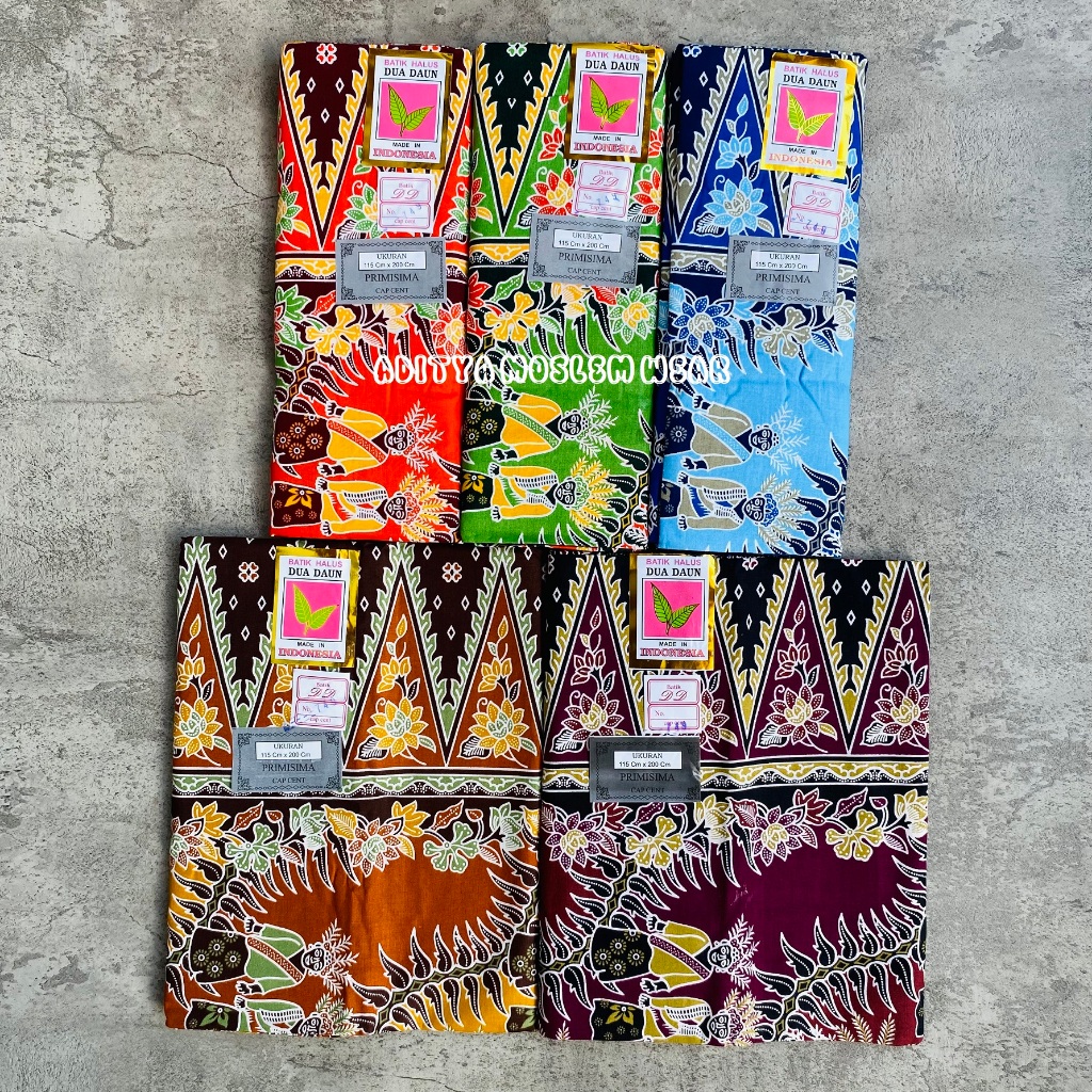 Sarung Batik Dua Daun Cap Cent Corak Ondel-Ondel Kain Sarung Wanita Remaja Dewasa Bawahan Muslim San