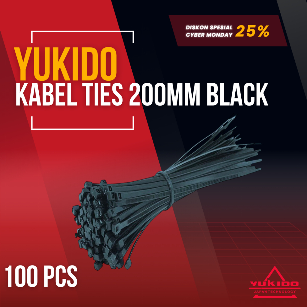 

YUKIDO Kabel Ties 200mm Hitam isi 100pcs