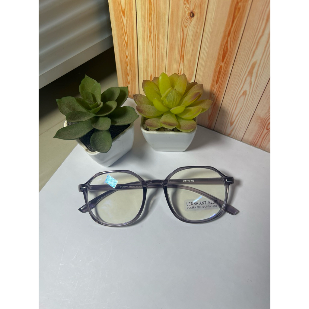 Kacamata fashion warna grey bening pria wanita KT262AB