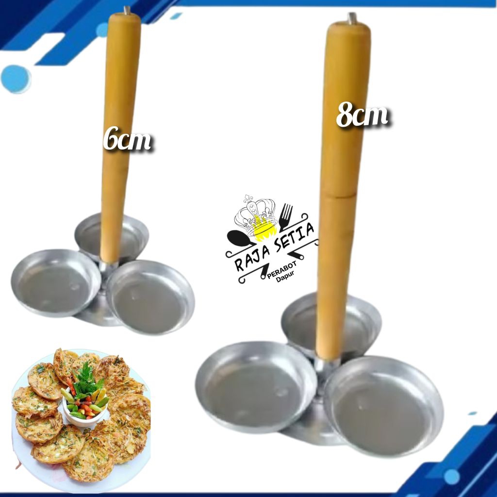Cetakan Bakwan Isi 3 Alat Cetakan Gorengan Bakwan Bahan Aluminium Anti Lengket Gagang Kayu