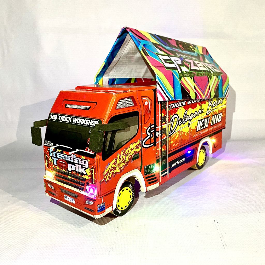 Miniatur truk oleng TRENDING TOPIC full variasi lampu & terpal terlaris