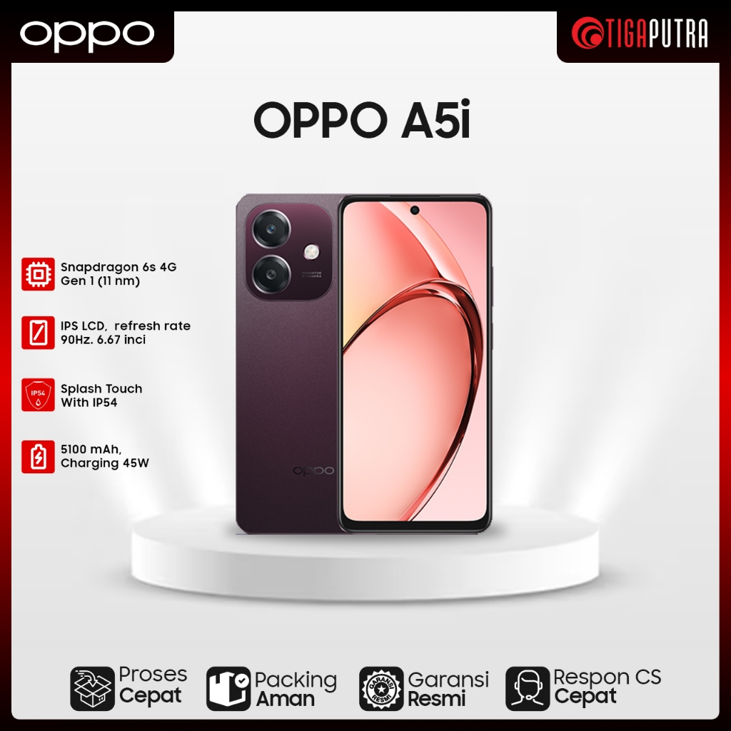 Oppo A5i (RAM 4+4GB, ROM 64/128GB, Snapdragon 6s Gen1, Military-Grade Shock Resistance)