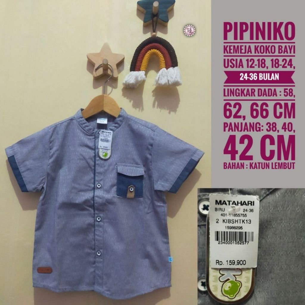 Kemeja Koko Bayi Laki-Laki Branded PIPINIKO